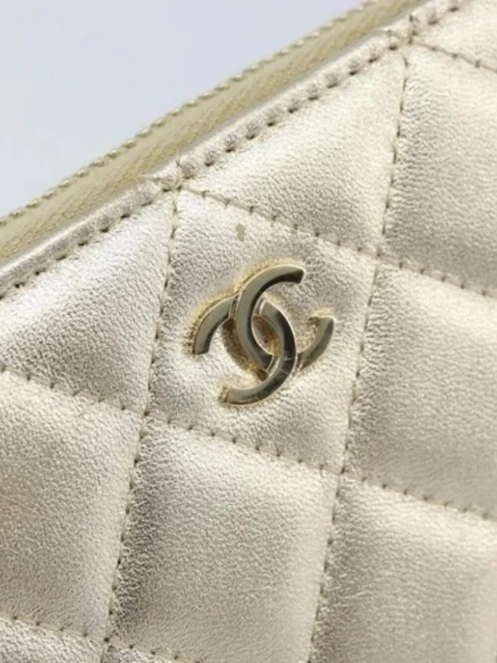 CHANEL Matelasse Long Wallet Lamb Skin Gold Tone CC Auth LNZ571V